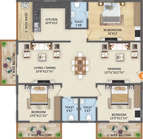 3 BHK Flat in HPR Lake Front in Hafeezpet, Hyderabad - Image 832323