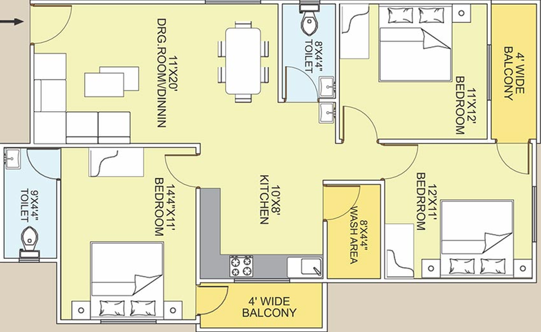 3 BHK Flat in Harshit Lifestyle in Airport Road, Bhopal - Image 832331