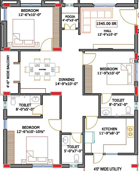 3 BHK Flat in Vamshi Blossom in Kondapur, Hyderabad - Image 832350