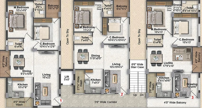 Floor Plan of Credon Balaji Aura in Bandlaguda Jagir, Hyderabad - Image 221041