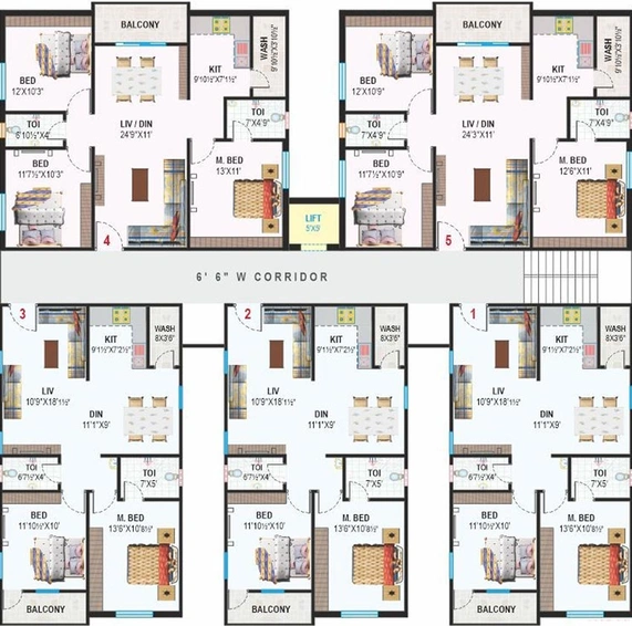 Floor Plan of Mahalakshmis Astoria in Bachupally, Hyderabad - Image 221124