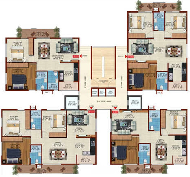 Floor Plan of Estella Maple Square in Choodasandra, Bangalore - Image 221166