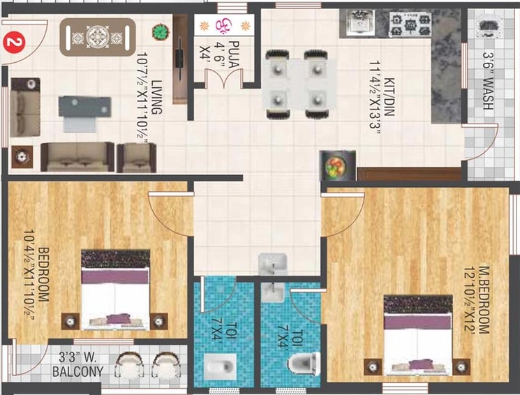 2 BHK Flat in Pratheek Malli Residency in Bachupally, Hyderabad - Image 832440