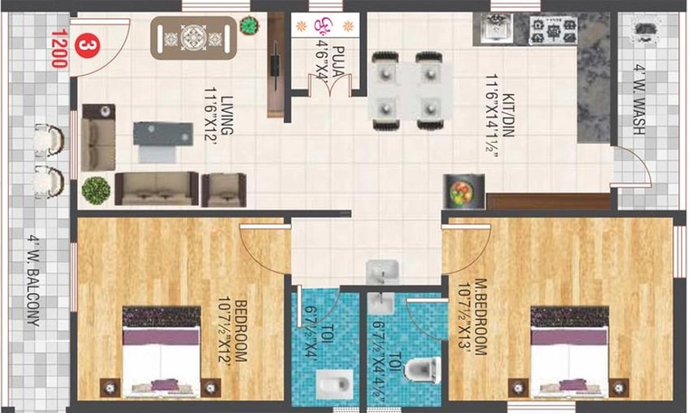 2 BHK Flat in Pratheek Malli Residency in Bachupally, Hyderabad - Image 832441