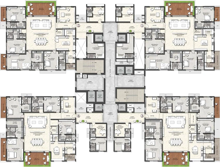 Floor Plan of Rajapushpa Presidentia in Tellapur, Hyderabad - Image 221263