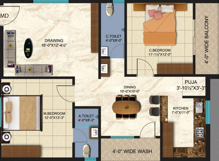2 BHK Flat in Risinia Intelli Park in Bachupally, Hyderabad - Image 832463