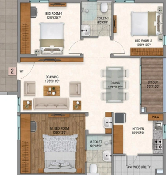 2.5 BHK Flat in Rize Horizon in Bachupally, Hyderabad - Image 832471
