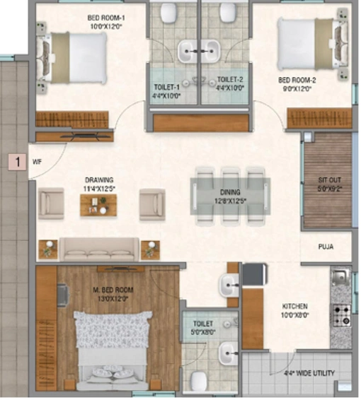 3 BHK Flat in Rize Horizon in Bachupally, Hyderabad - Image 832472