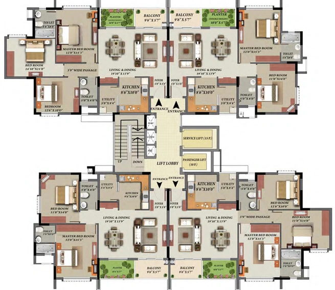 Floor Plan of Mantri Glades in Sarjapur Road, Bangalore - Image 221336