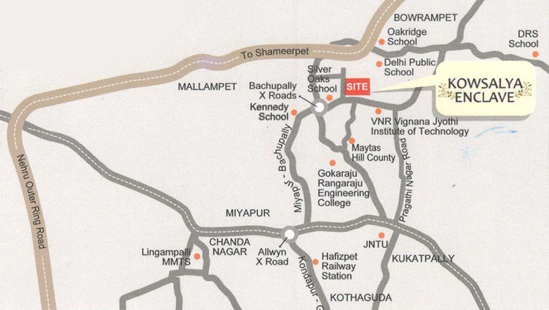 Location of Sanvi Kowsalya Enclave in Bachupally, Hyderabad - Image 221363