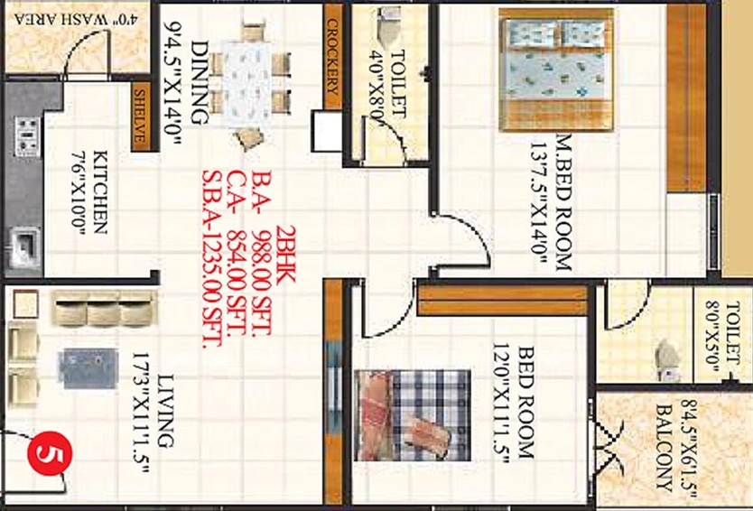 2 BHK Flat in Sri Karthikeya Bliss in Bachupally, Hyderabad - Image 832505