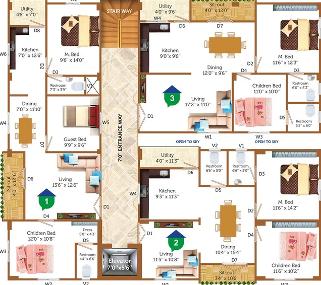 Floor Plan of Sri Sarovar Aavaas in Pragathi Nagar, Hyderabad - Image 221432