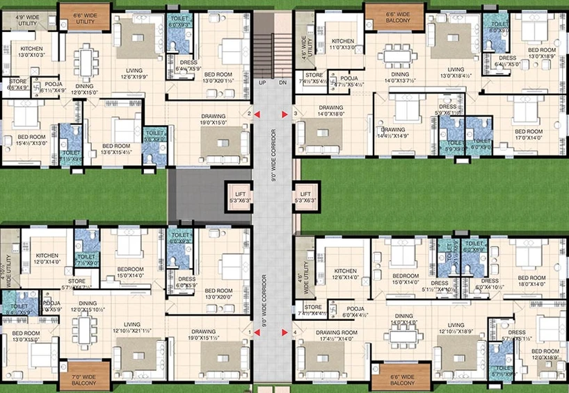 Floor Plan of Vamsiram Jyothi Crest in Hitech City, Hyderabad - Image 221447