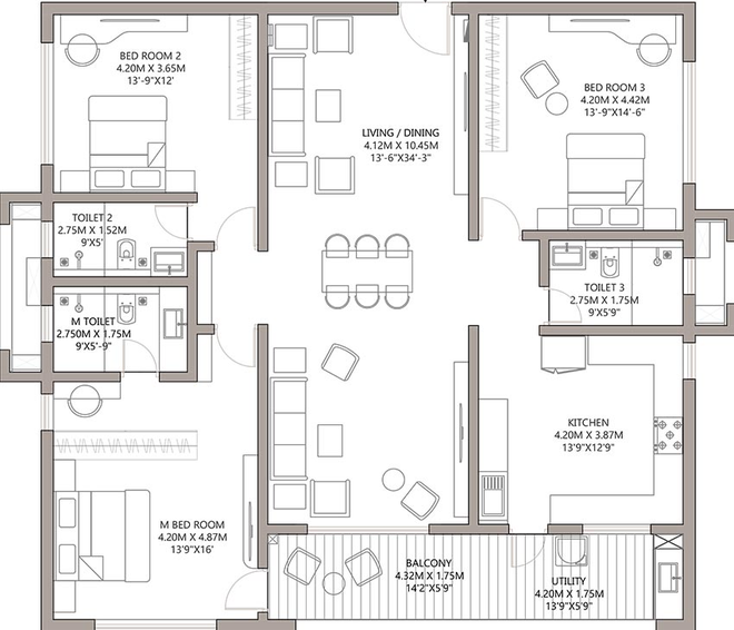 3 BHK Flat in Godrej Madison Avenue in Kokapet, Hyderabad - Image 833880
