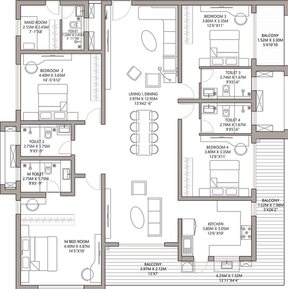4 BHK Flat in Godrej Madison Avenue in Kokapet, Hyderabad - Image 833882