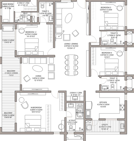 4 BHK Flat in Godrej Madison Avenue in Kokapet, Hyderabad - Image 833883
