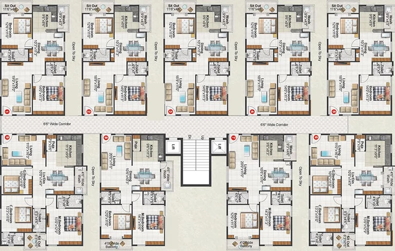 Floor Plan of AR The Nest in Manikonda, Hyderabad - Image 221499