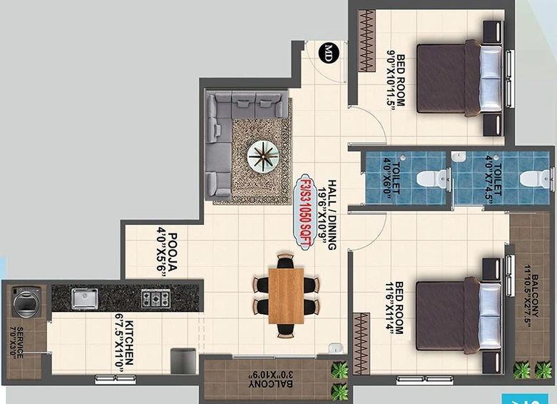2 BHK Flat in Sarvesh Apartment in Pammal, Chennai - Image 832560