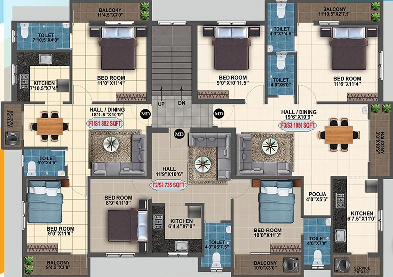 Floor Plan of Sarvesh Apartment in Pammal, Chennai - Image 221538
