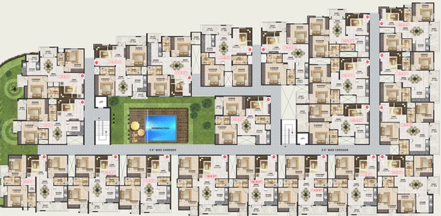 Floor Plan of Satyadeva Residency in Old Madras Road, Bangalore - Image 221545
