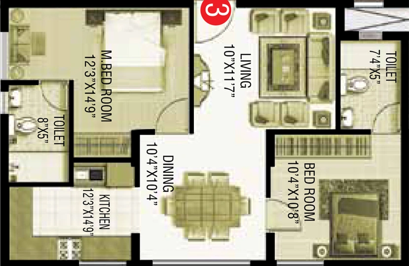 2 BHK Flat in Srinivasa Classic in Sarjapur Road, Bangalore - Image 832598