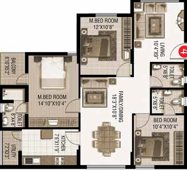 3 BHK Flat in Srinivasa Classic in Sarjapur Road, Bangalore - Image 832600