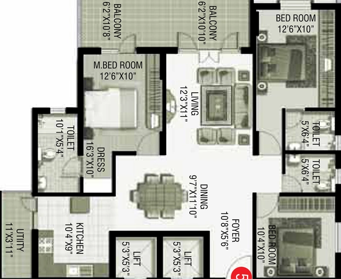 3 BHK Flat in Srinivasa Classic in Sarjapur Road, Bangalore - Image 832601