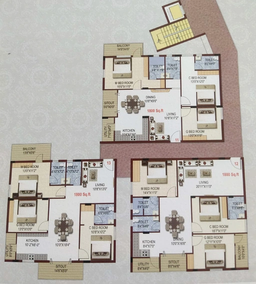 Floor Plan of SV Vrushabadri Willow in Hennur Road, Bangalore - Image 221658