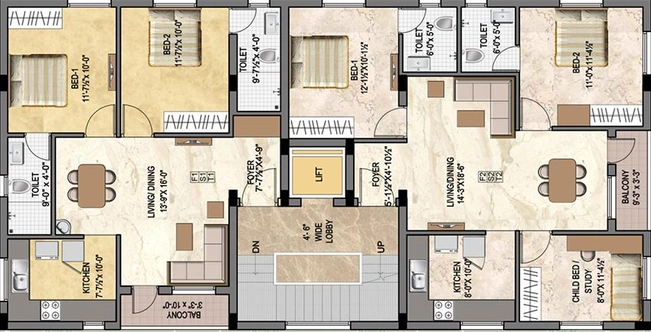 Floor Plan of Swandras Rose in Perumbakkam, Chennai - Image 221666