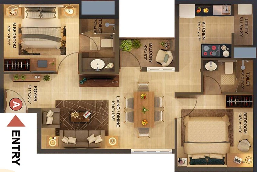 2 BHK Flat in Vaanam Summer Garden in Saligramam, Chennai - Image 832632