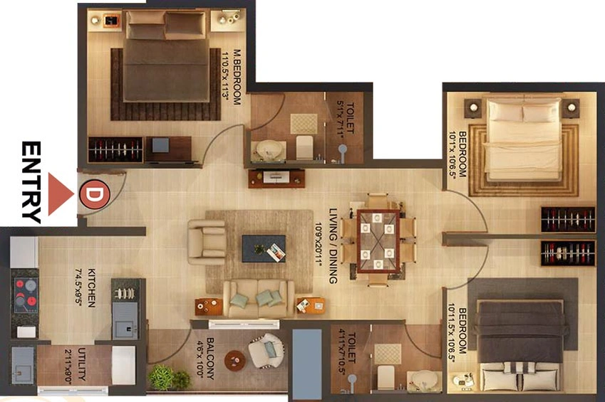 3 BHK Flat in Vaanam Summer Garden in Saligramam, Chennai - Image 832634