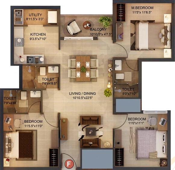 3 BHK Flat in Vaanam Summer Garden in Saligramam, Chennai - Image 832635