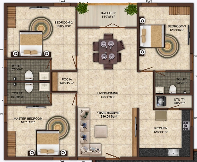 3 BHK Flat in India Temple View Tower in Anna Nagar, Chennai - Image 832636