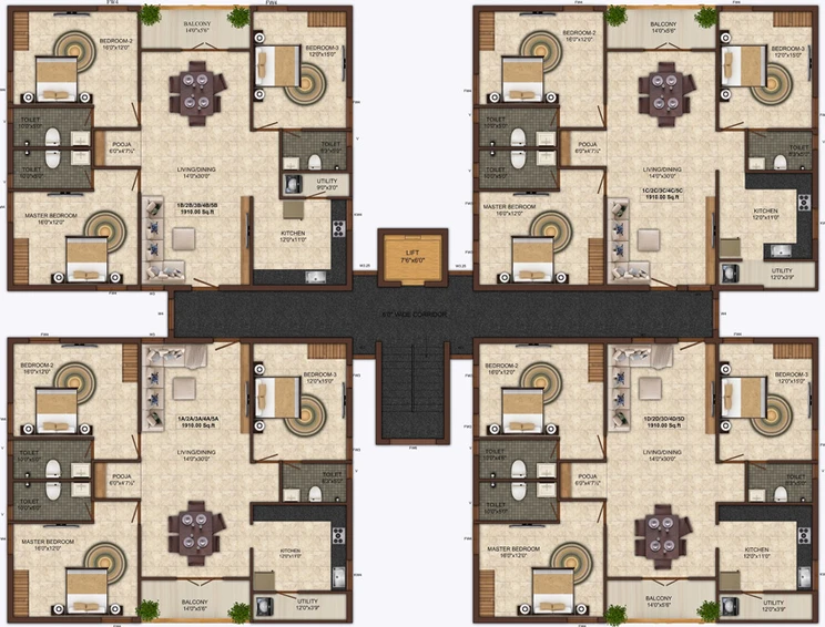Floor Plan of India Temple View Tower in Anna Nagar, Chennai - Image 221726