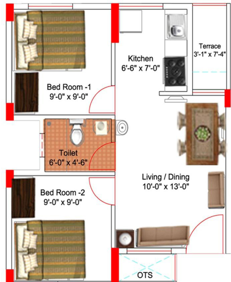 2 BHK Flat in Aswani Sunshine in Sarjapur, Bangalore - Image 832661