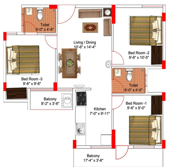 3 BHK Flat in Aswani Sunshine in Sarjapur, Bangalore - Image 832664