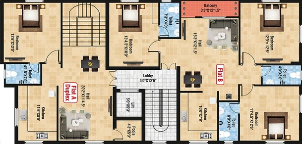 Floor Plan of Vijay Aadhira in Nanganallur, Chennai - Image 221798