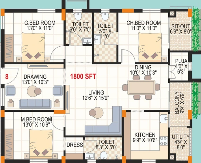 3 BHK Flat in Alpine Satpura in Shankarpally, Hyderabad - Image 833129