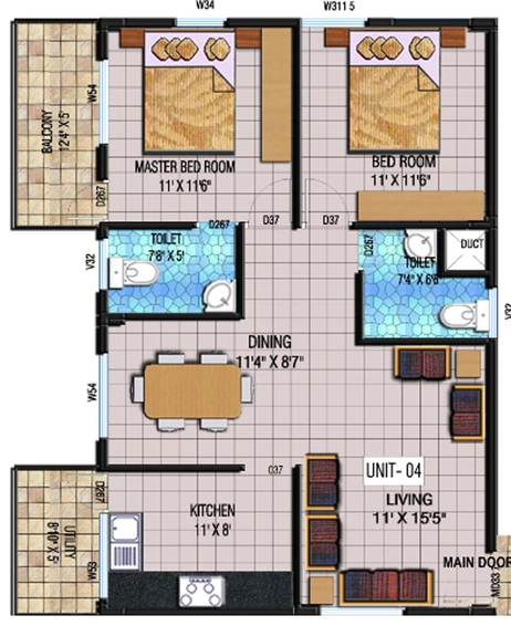 2 BHK Flat in Kristal Quartz Five in Sarjapur Road, Bangalore - Image 832755