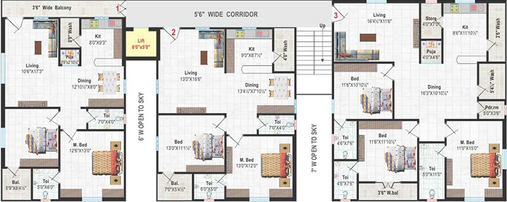 Floor Plan of Mahalakshmi Avasa in Manikonda, Hyderabad - Image 222057