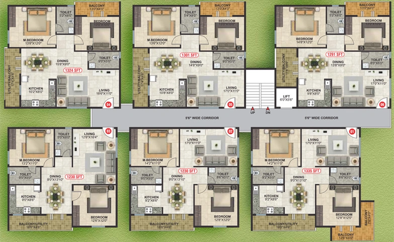 Floor Plan of Smart Habitota K Residency in Sarjapur, Bangalore - Image 222099