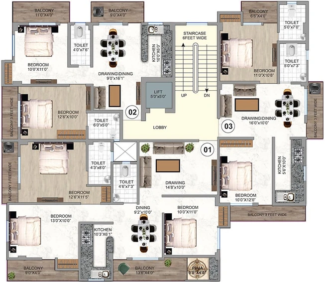 Floor Plan of Baba Dham Global Infra in Beur, Patna - Image 222160