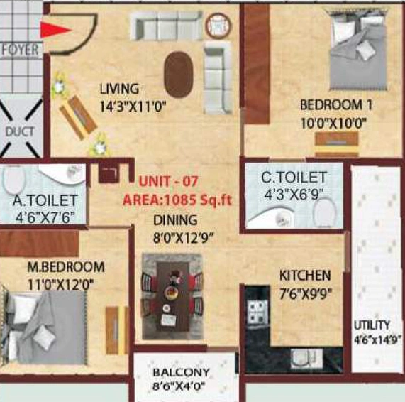 2 BHK Flat in Ajantha Royal in Electronic City, Bangalore - Image 832818