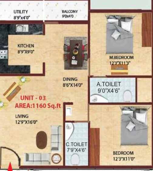 2 BHK Flat in Ajantha Royal in Electronic City, Bangalore - Image 832819