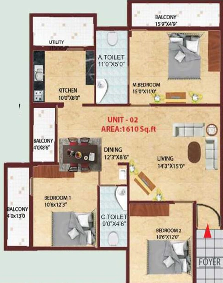 3 BHK Flat in Ajantha Royal in Electronic City, Bangalore - Image 832822
