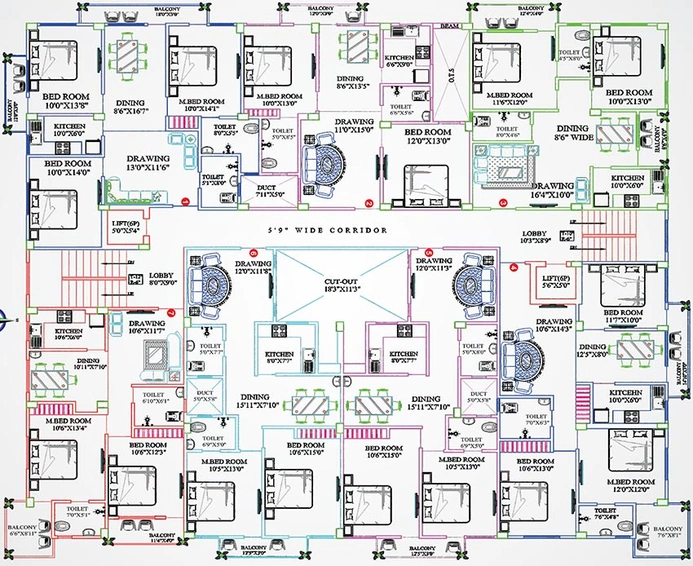 Floor Plan of Kumar Shiv Kamlesh Apartment in Ram Krishna Nagar, Patna - Image 222258