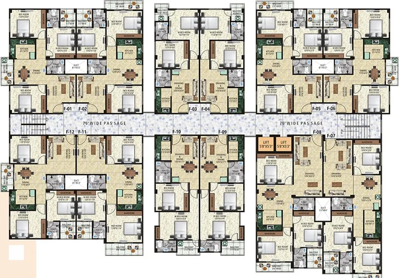 Floor Plan of Mathura Tower in Danapur, Patna - Image 222282
