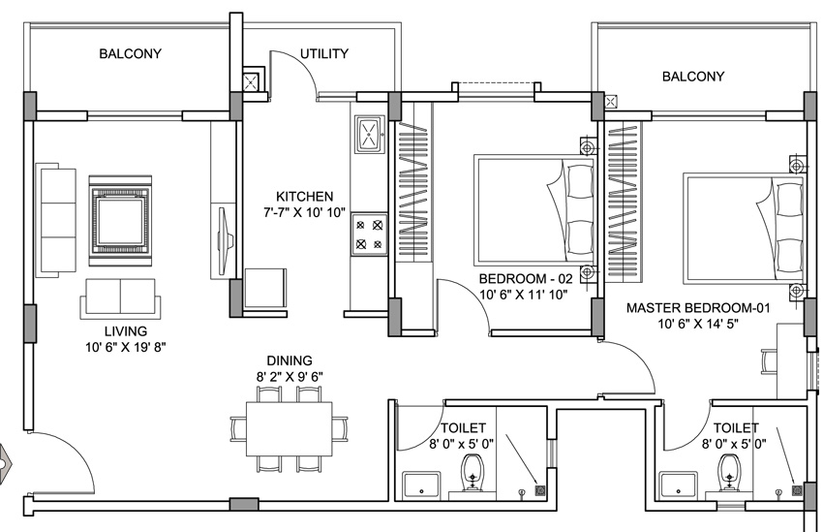 2 BHK Flat in Greenfinch Vallerian in Electronic City, Bangalore - Image 832898