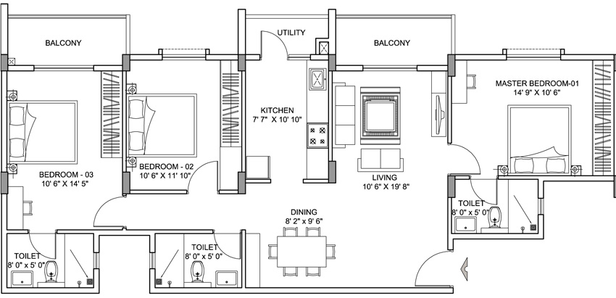 3 BHK Flat in Greenfinch Vallerian in Electronic City, Bangalore - Image 832899