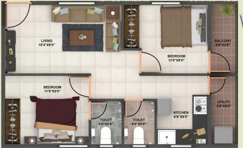 2 BHK Flat in Bavisha Gardeniaa Phase 1 in Sarjapur, Bangalore - Image 832926